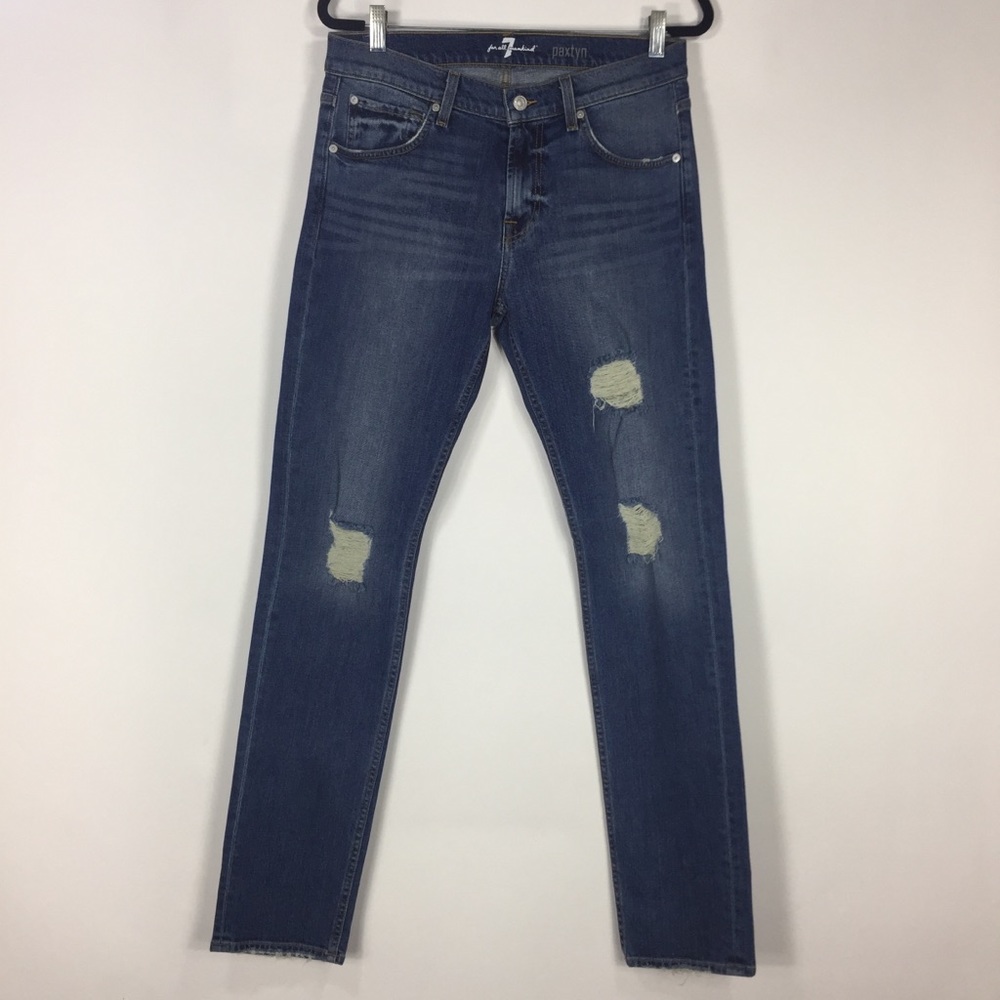 7 for all Mankind Paxtyn Distressed Skinny Jeans